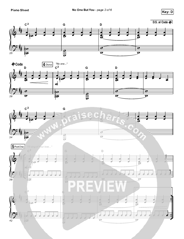 No One But You Piano Sheet (Hillsong Worship)