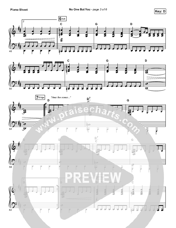 No One But You Piano Sheet (Hillsong Worship)
