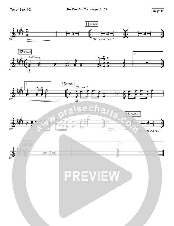 No One But You Tenor Sax 1/2 (Hillsong Worship)
