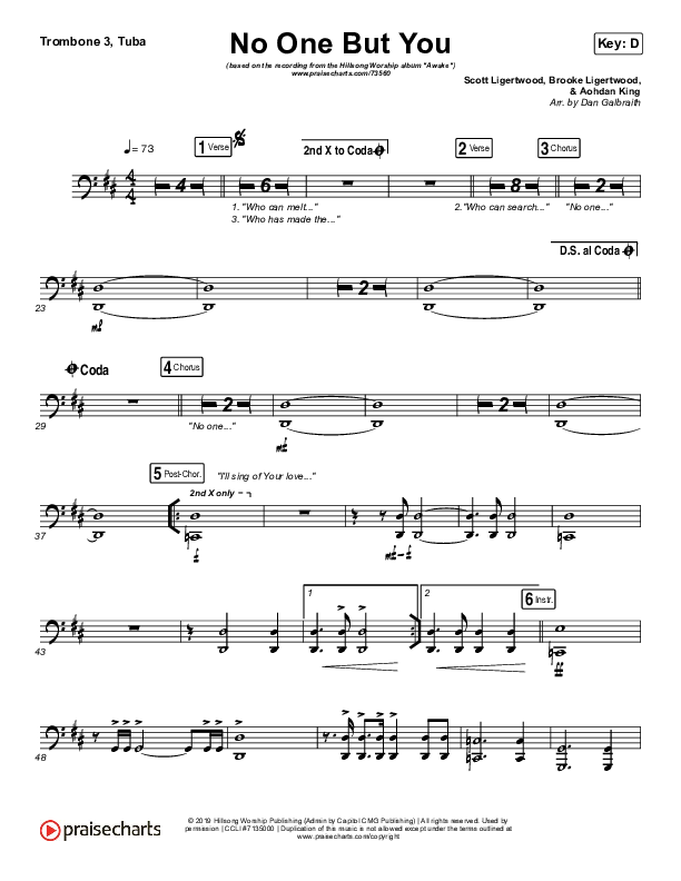 No One But You Trombone 3/Tuba (Hillsong Worship)