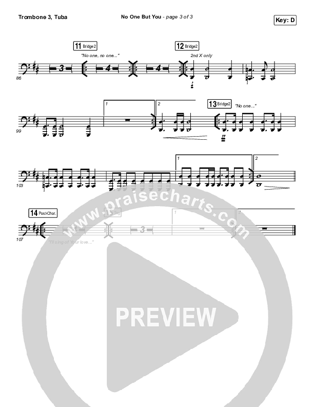 No One But You Trombone 3/Tuba (Hillsong Worship)