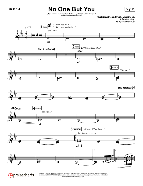 No One But You Violin 1/2 (Hillsong Worship)