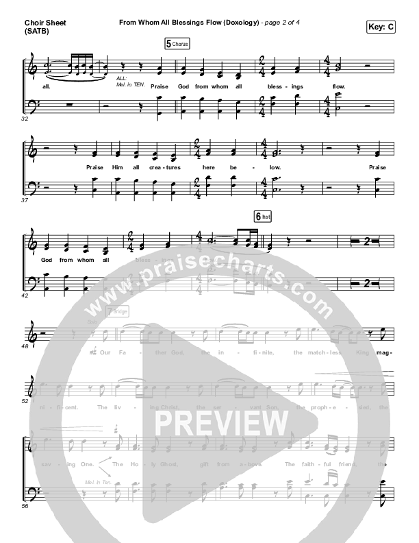 From Whom All Blessings Flow (Doxology) Choir Sheet (SATB) (Hillsong Worship)