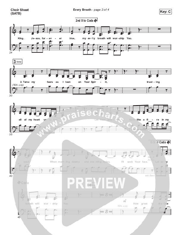 Every Breath Choir Vocals (SATB) (Hillsong Worship / Hannah Hobbs)