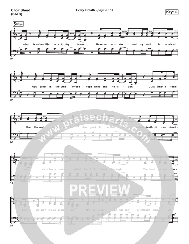 Every Breath Choir Sheet (SATB) (Hillsong Worship / Hannah Hobbs)