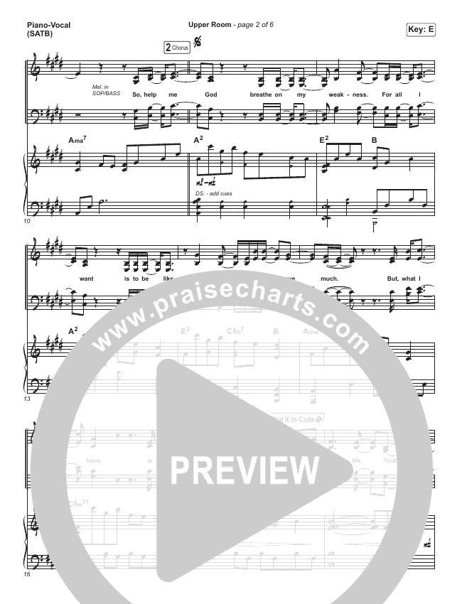 Upper Room Sheet Music PDF (Hillsong Worship) PraiseCharts