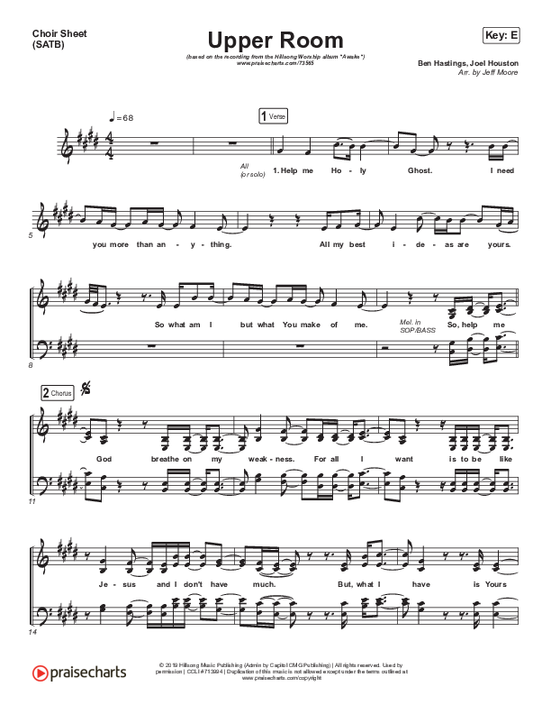 Upper Room Choir Vocals (SATB) (Hillsong Worship)