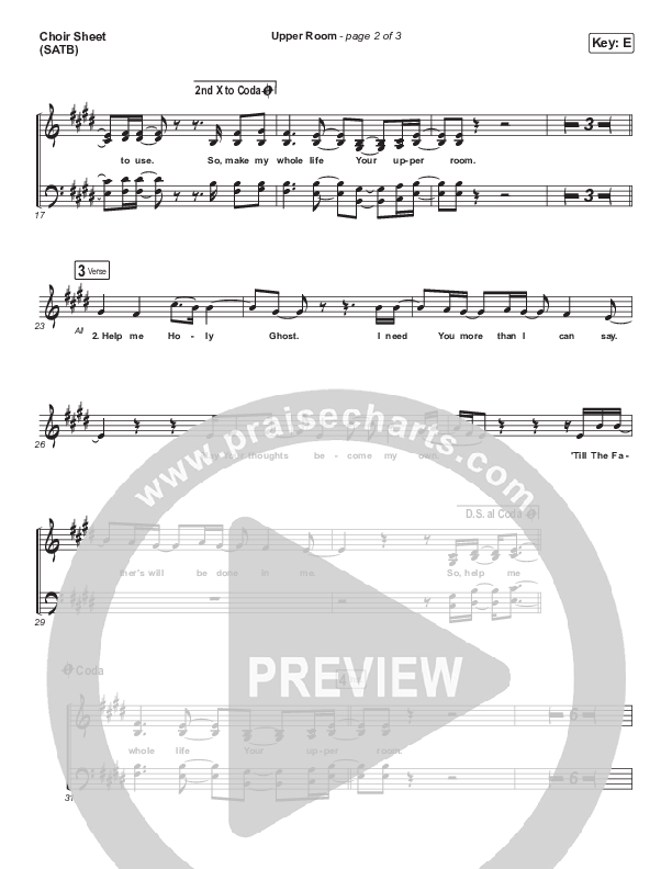 Upper Room Choir Sheet (SATB) (Hillsong Worship)