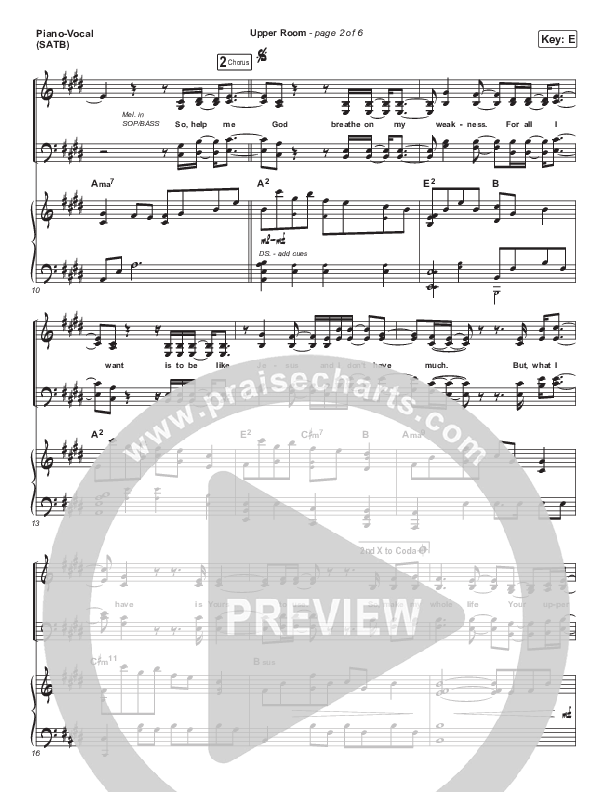 Upper Room Piano/Vocal (SATB) (Hillsong Worship)