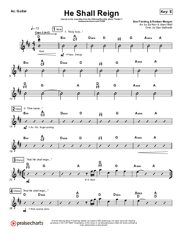 He Shall Reign Acoustic Guitar (Hillsong Worship)