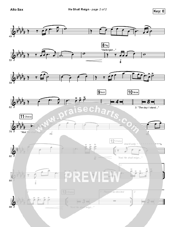 He Shall Reign Alto Sax (Hillsong Worship)
