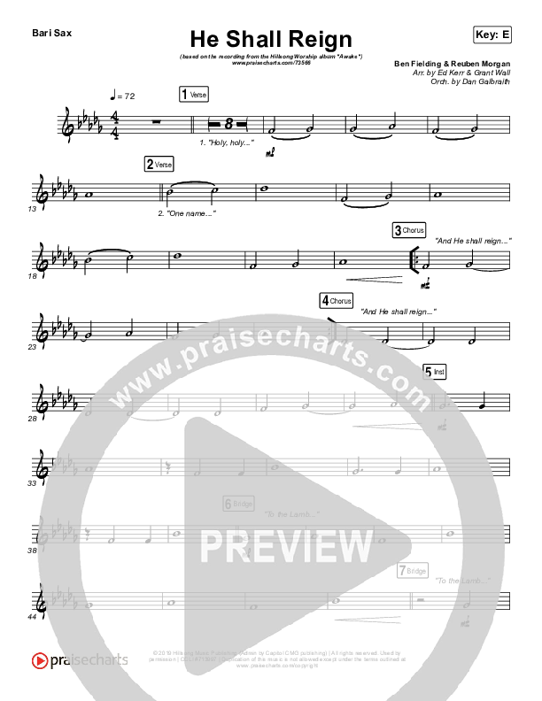 He Shall Reign Bari Sax (Hillsong Worship)