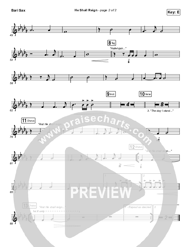 He Shall Reign Bari Sax (Hillsong Worship)