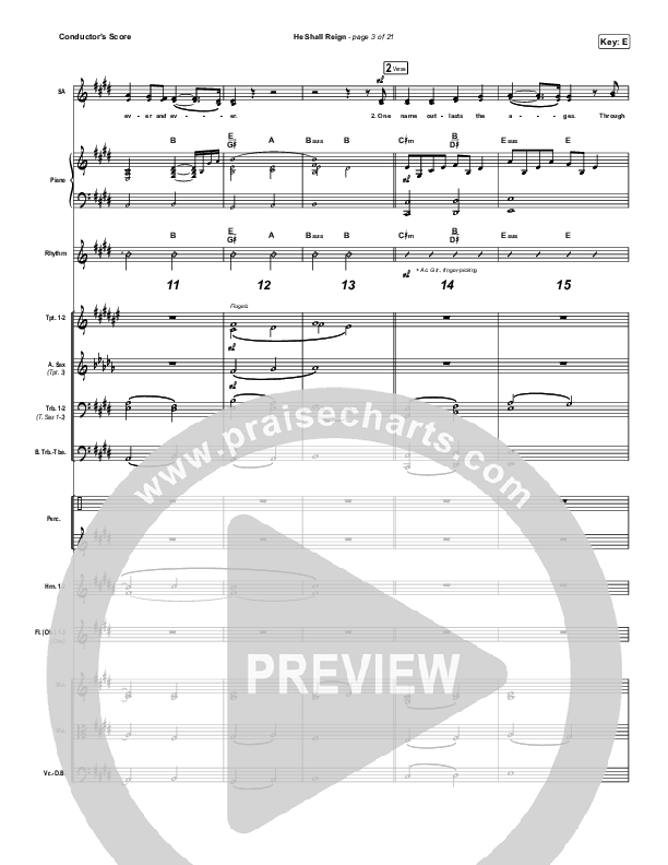 He Shall Reign Conductor's Score (Hillsong Worship)