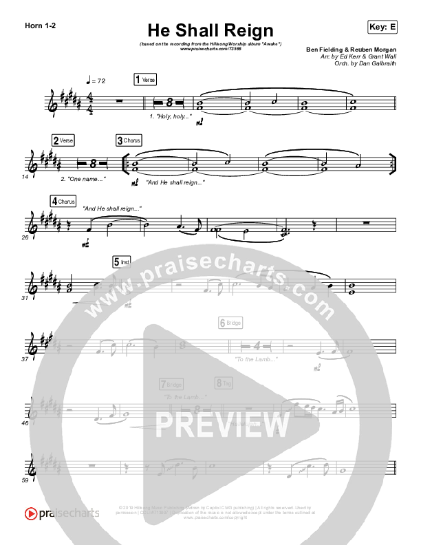 He Shall Reign French Horn 1/2 (Hillsong Worship)