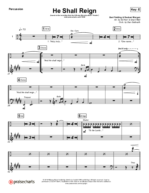 He Shall Reign Percussion (Hillsong Worship)