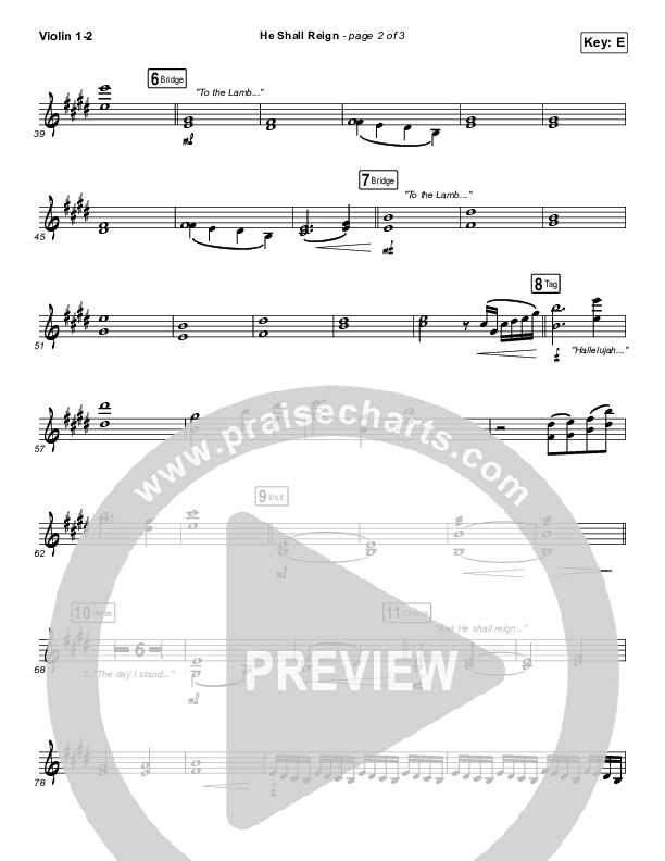 He Shall Reign Violin 1/2 (Hillsong Worship)