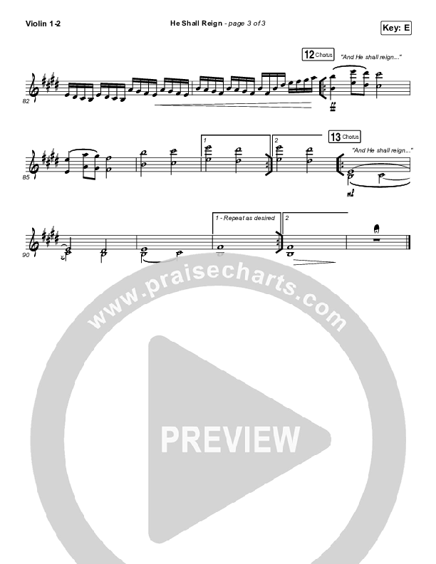 He Shall Reign Violin 1/2 (Hillsong Worship)