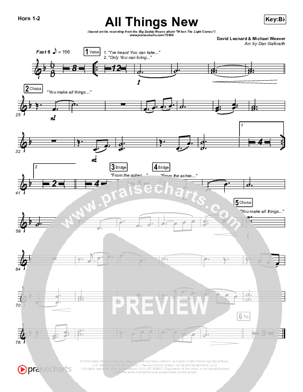 All Things New French Horn 1/2 (Big Daddy Weave)