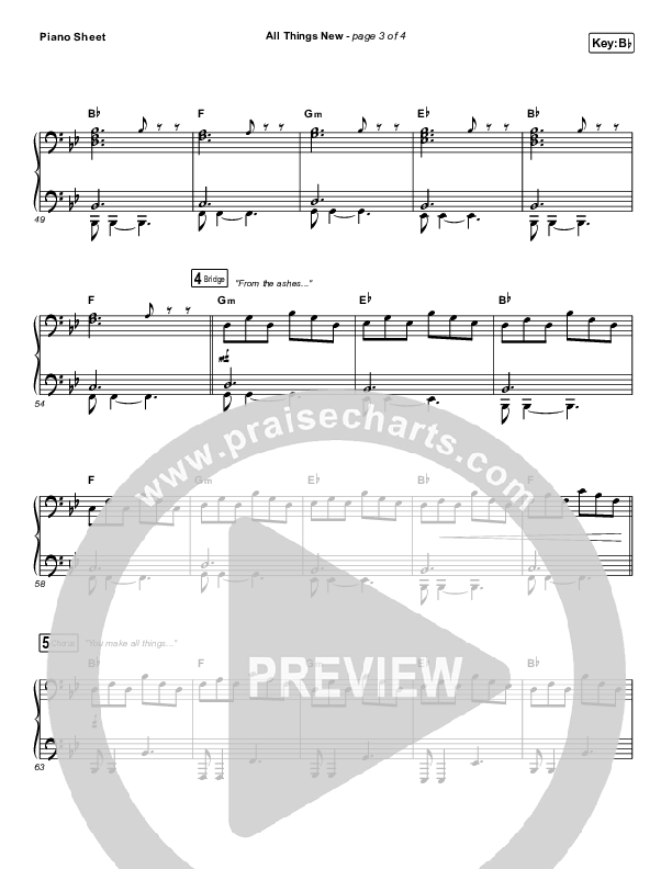 All Things New Piano Sheet (Big Daddy Weave)