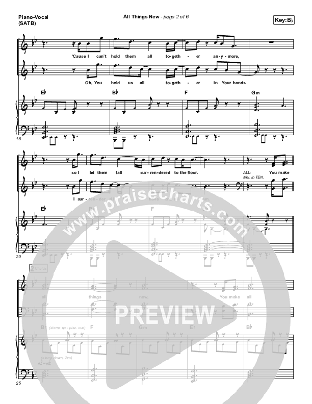 All Things New Piano/Vocal (SATB) (Big Daddy Weave)