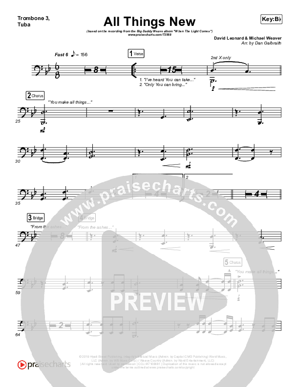 All Things New Trombone 3/Tuba (Big Daddy Weave)