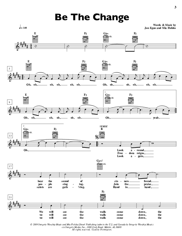 Be The Change Lead Sheet (Desperation Band)