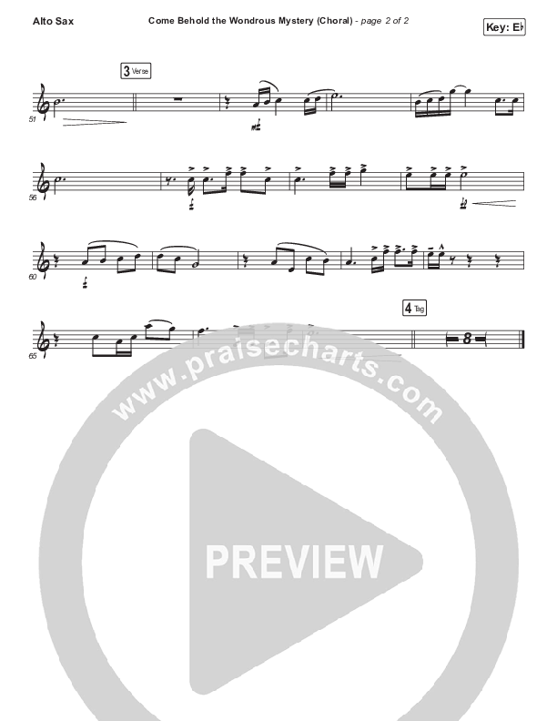 Come Behold The Wondrous Mystery (Choral Anthem SATB) Alto Sax (Keith & Kristyn Getty / Arr. Luke Gambill)