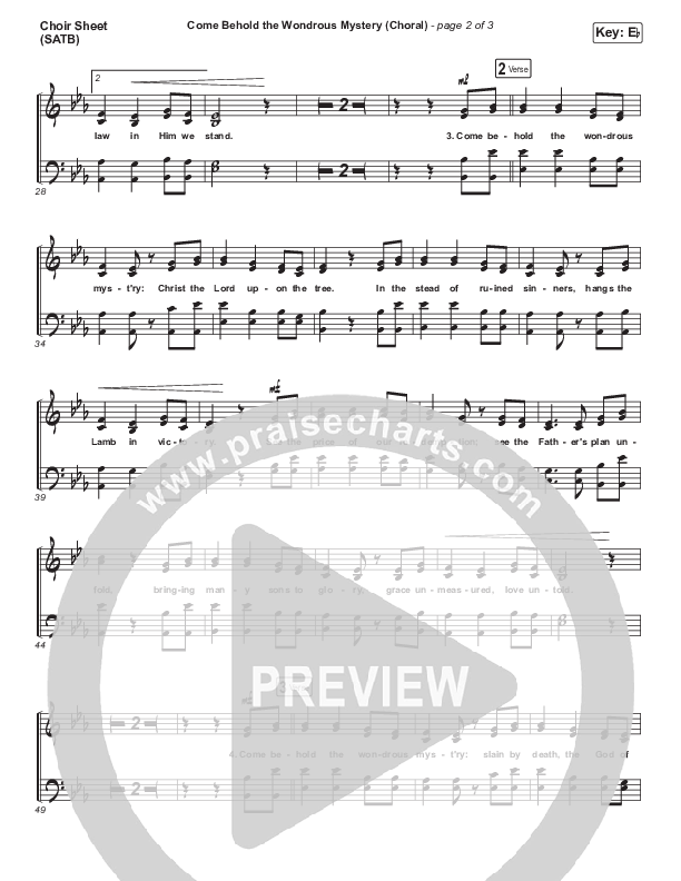 Come Behold The Wondrous Mystery (Choral Anthem SATB) Choir Sheet (SATB) (Keith & Kristyn Getty / Arr. Luke Gambill)
