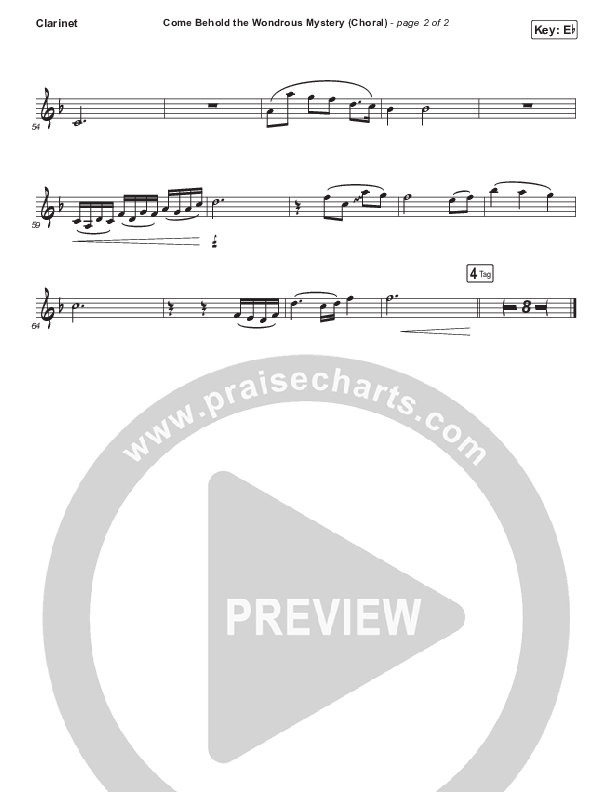 Come Behold The Wondrous Mystery (Choral Anthem SATB) Clarinet (Keith & Kristyn Getty / Arr. Luke Gambill)