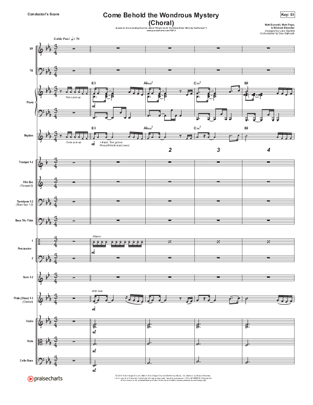 Come Behold The Wondrous Mystery (Choral Anthem SATB) Conductor's Score (Keith & Kristyn Getty / Arr. Luke Gambill)