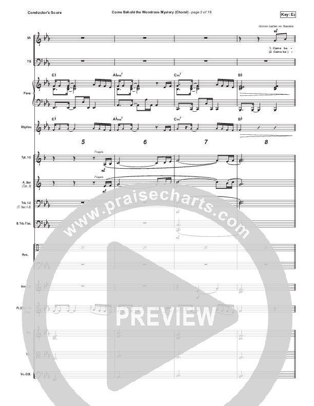 Come Behold The Wondrous Mystery (Choral Anthem SATB) Orchestration (Keith & Kristyn Getty / Arr. Luke Gambill)
