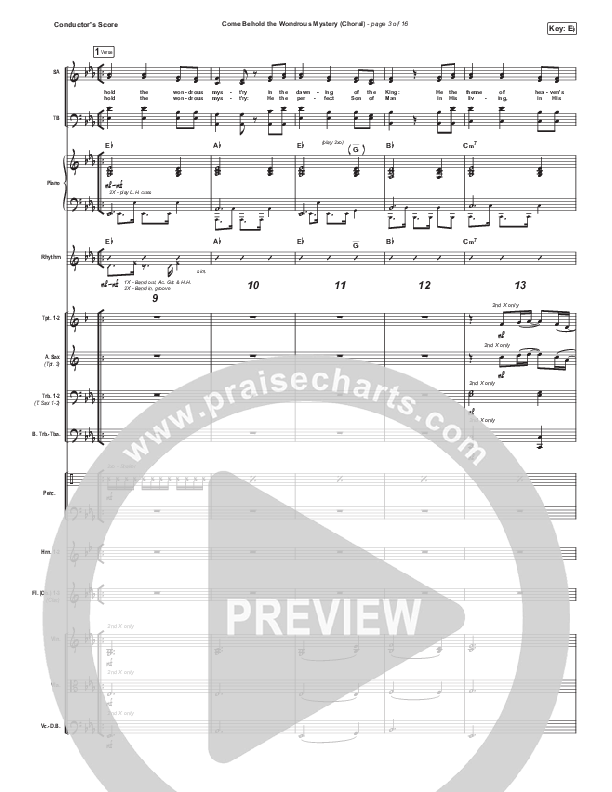 Come Behold The Wondrous Mystery (Choral Anthem SATB) Conductor's Score (Keith & Kristyn Getty / Arr. Luke Gambill)