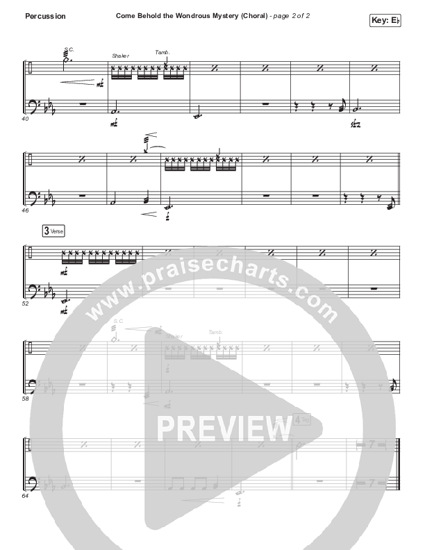 Come Behold The Wondrous Mystery (Choral Anthem SATB) Percussion (Keith & Kristyn Getty / Arr. Luke Gambill)