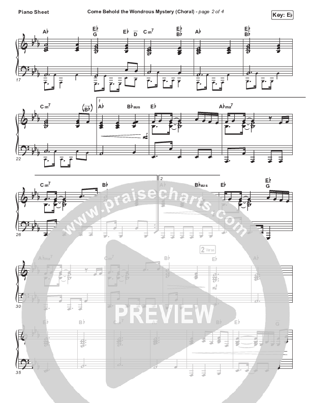 Come Behold The Wondrous Mystery (Choral Anthem SATB) Piano Sheet (Keith & Kristyn Getty / Arr. Luke Gambill)