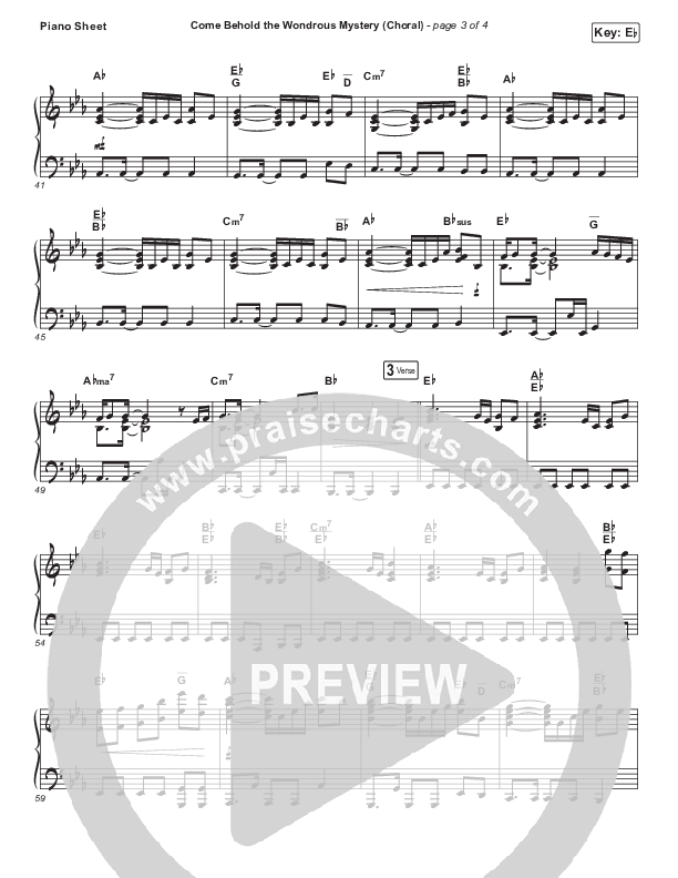 Come Behold The Wondrous Mystery (Choral Anthem SATB) Piano Sheet (Keith & Kristyn Getty / Arr. Luke Gambill)