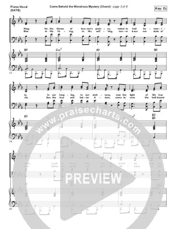 Come Behold The Wondrous Mystery (Choral Anthem SATB) Piano/Choir (SATB) (Keith & Kristyn Getty / Arr. Luke Gambill)