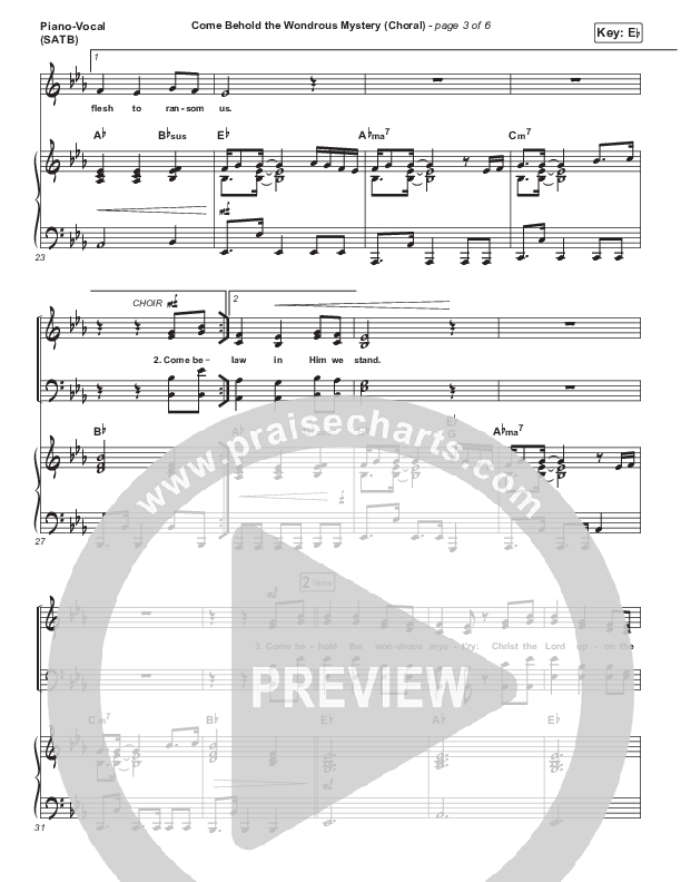 Come Behold The Wondrous Mystery (Choral Anthem SATB) Piano/Choir (SATB) (Keith & Kristyn Getty / Arr. Luke Gambill)