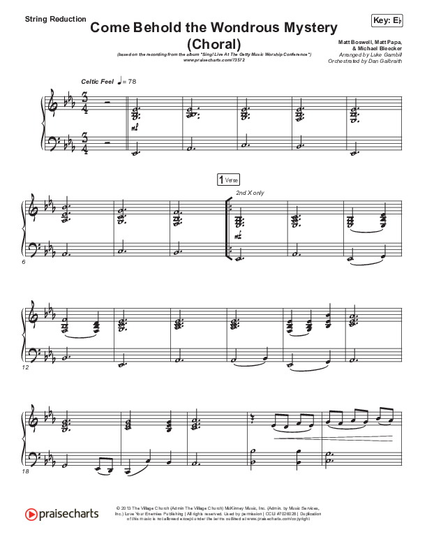 Come Behold The Wondrous Mystery (Choral Anthem SATB) Synth Strings (Keith & Kristyn Getty / Arr. Luke Gambill)