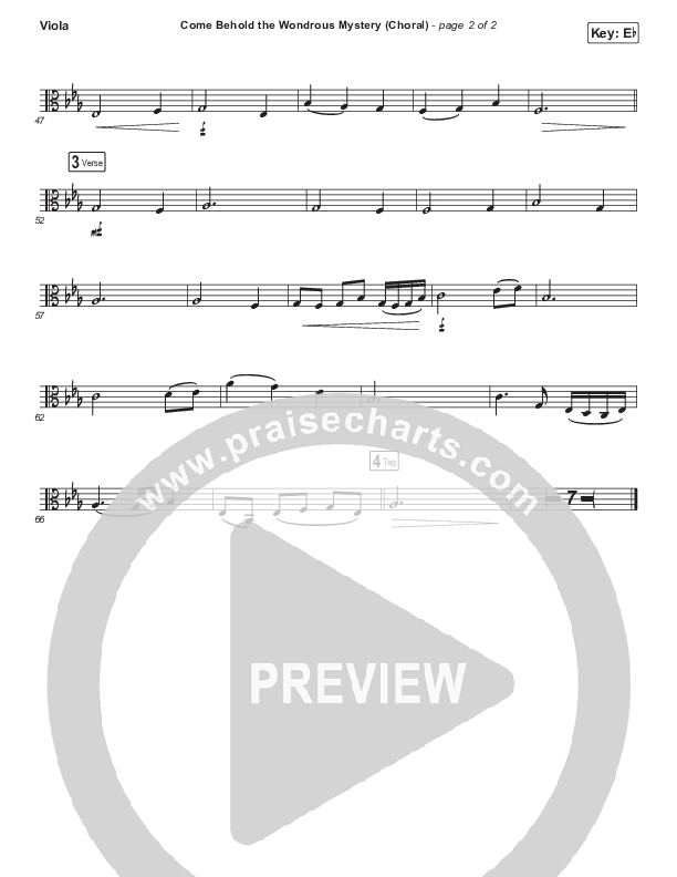 Come Behold The Wondrous Mystery (Choral Anthem SATB) Viola (Keith & Kristyn Getty / Arr. Luke Gambill)