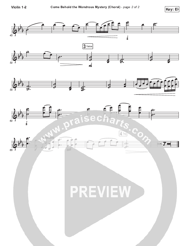 Come Behold The Wondrous Mystery (Choral Anthem SATB) Violin 1/2 (Keith & Kristyn Getty / Arr. Luke Gambill)