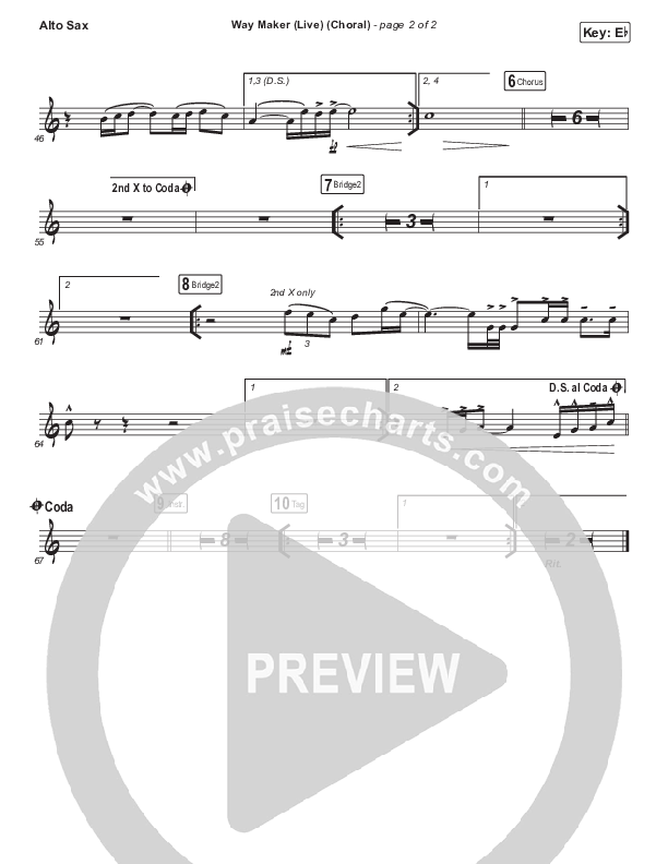 Way Maker (Choral Anthem SATB) Alto Sax (Leeland / Arr. Luke Gambill)
