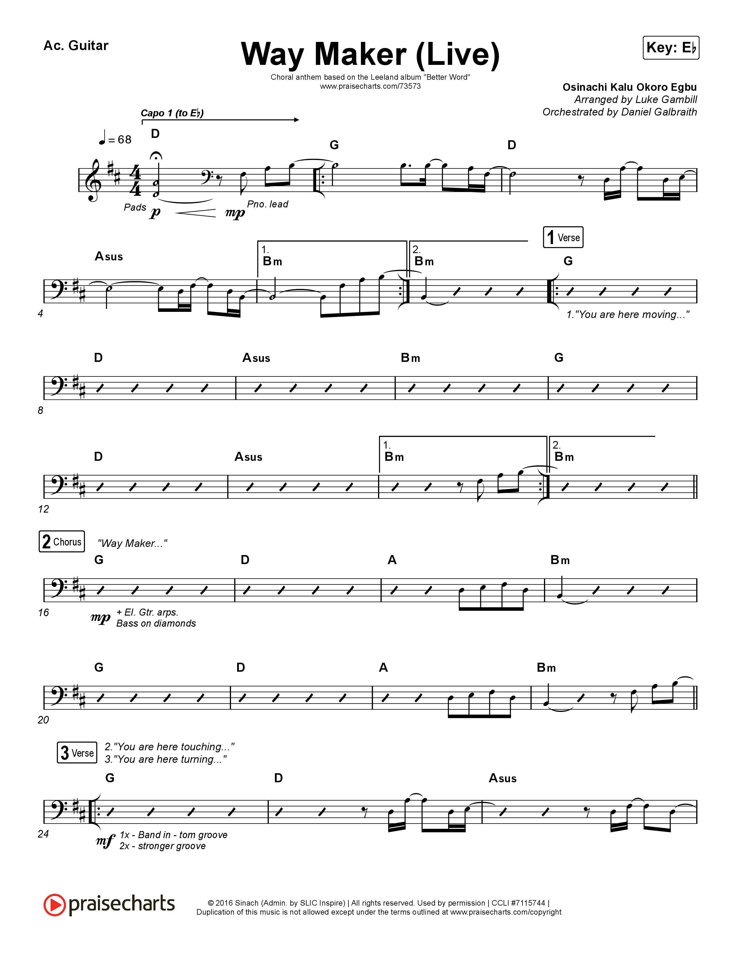 Way Maker (Choral Anthem SATB) Acoustic Guitar (Leeland / Arr. Luke Gambill)