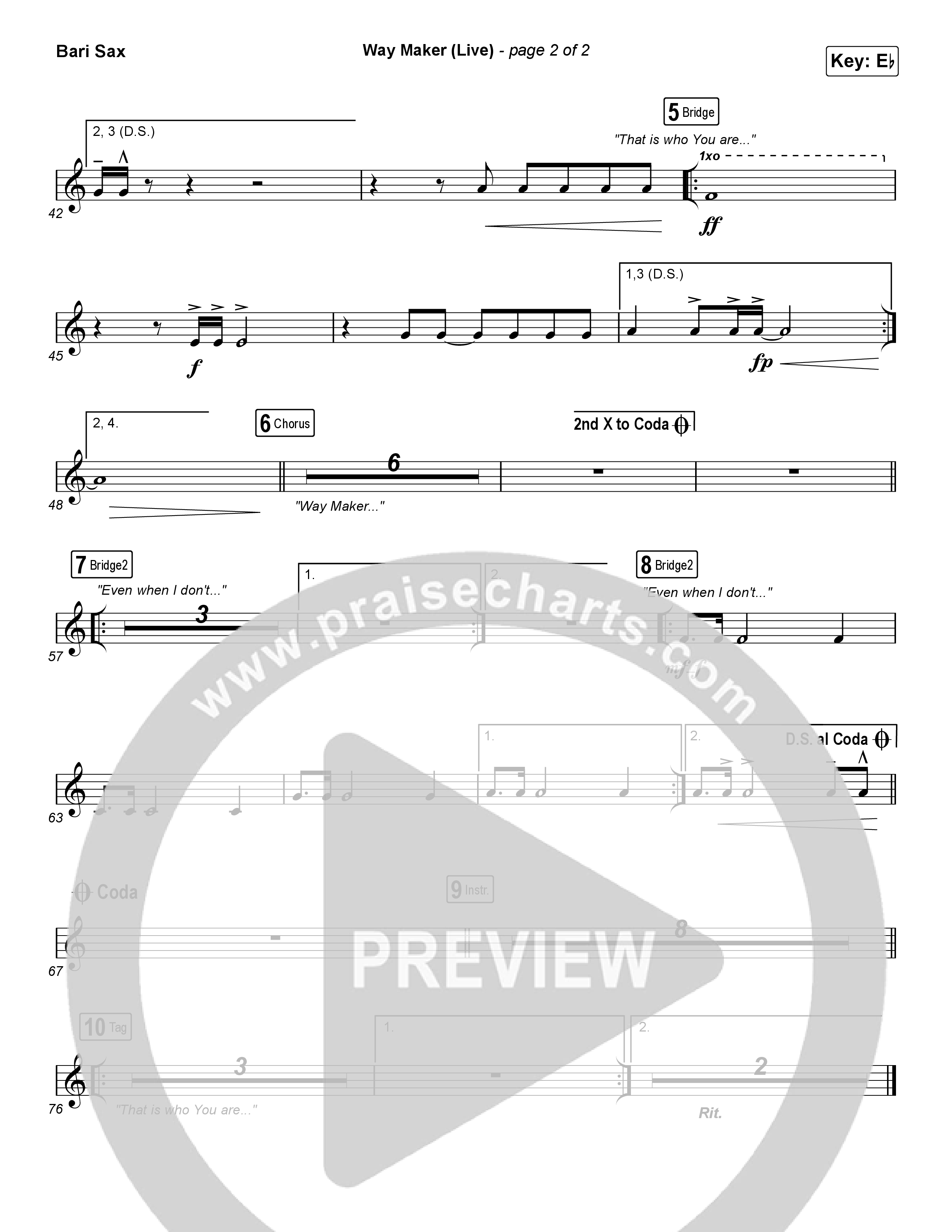 Way Maker (Choral Anthem SATB) Bari Sax (Leeland / Arr. Luke Gambill)