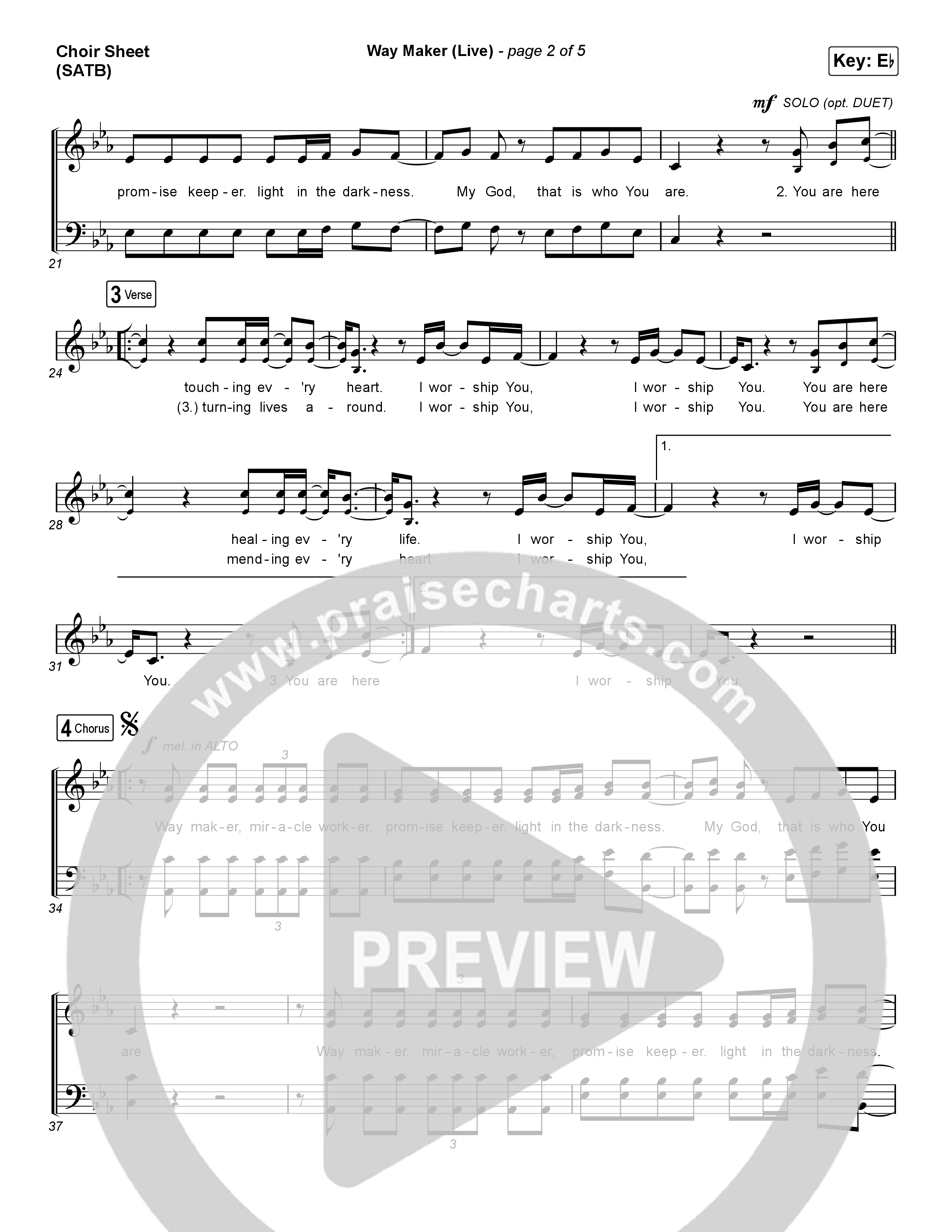 Way Maker (Choral Anthem SATB) Choir Sheet (SATB) (Leeland / Arr. Luke Gambill)