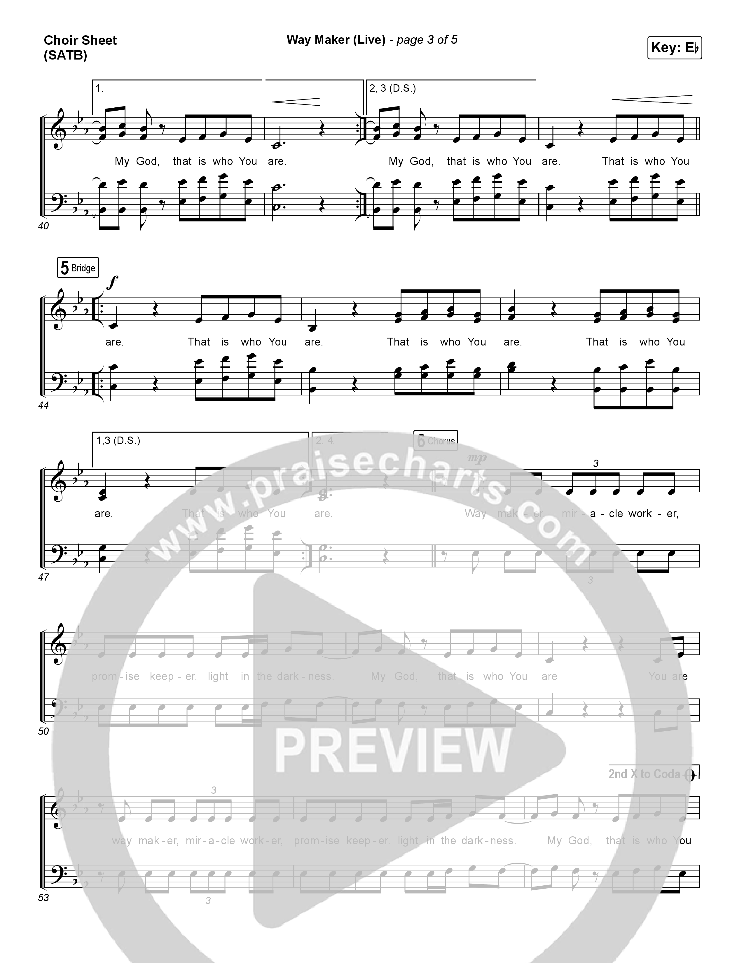 Way Maker (Choral Anthem SATB) Choir Sheet (SATB) (Leeland / Arr. Luke Gambill)