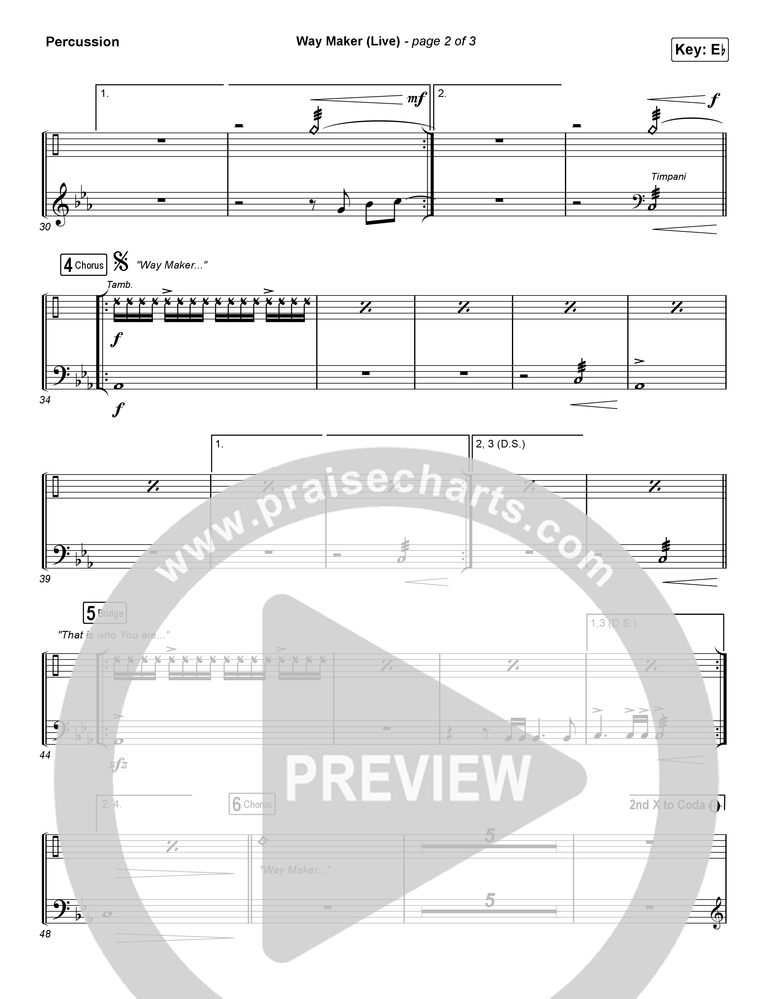 Way Maker (Choral Anthem SATB) Percussion (Leeland / Arr. Luke Gambill)