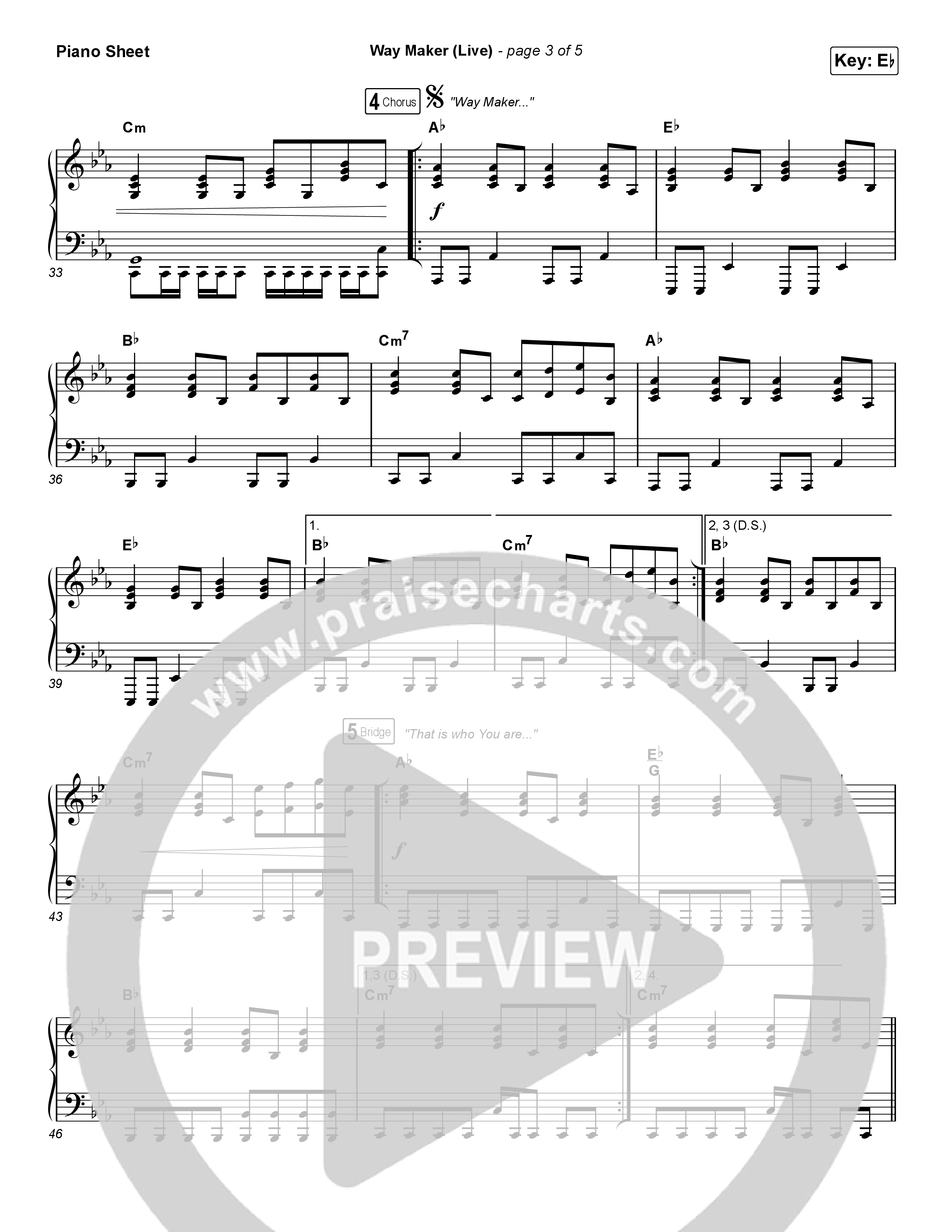 Way Maker (Choral Anthem SATB) Piano Sheet (Leeland / Arr. Luke Gambill)
