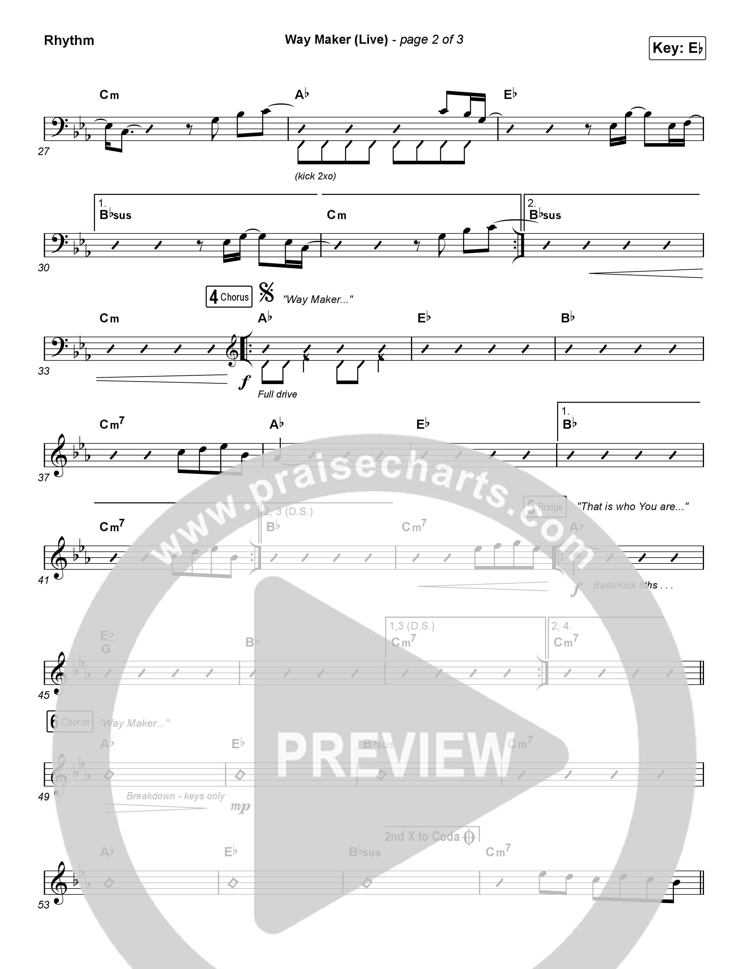 Way Maker (Choral Anthem SATB) Rhythm Chart (Leeland / Arr. Luke Gambill)