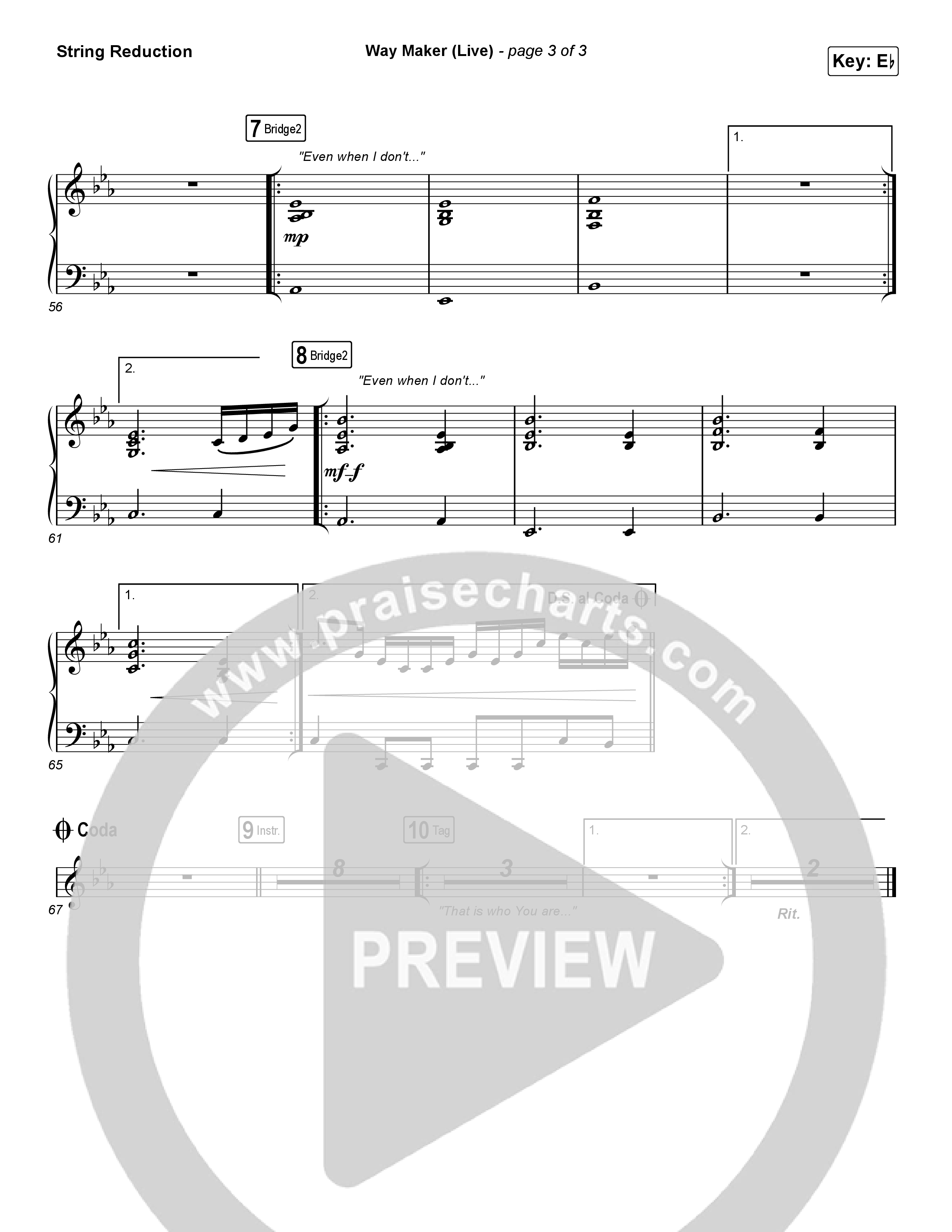 Way Maker (Choral Anthem SATB) String Pack (Leeland / Arr. Luke Gambill)